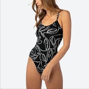 Ethika x Dee Rosse Bodysuit in Black & White Botanical Print